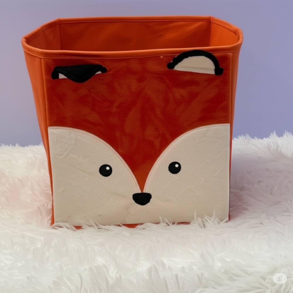 MainStays Worthy Fox fuzzy collapsible storage bin